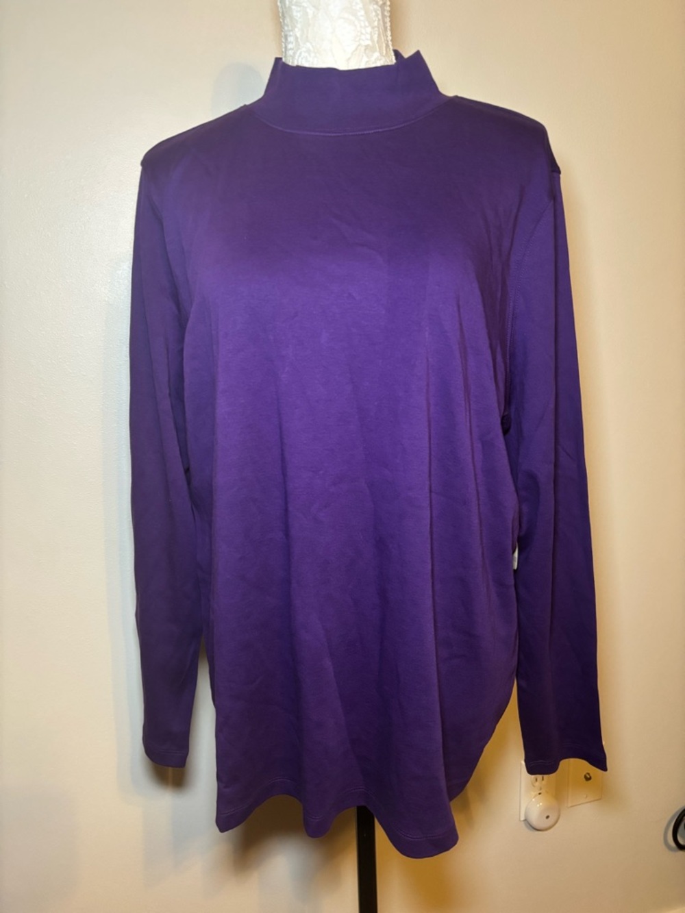 St. John's Bay Purple Long Sleeve Movk Turtle neck Tunic Top